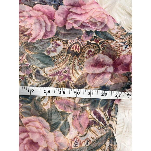 Victoria’s Secret Gold Label Sheer Floral Blouse Pearl Button VNeck Romantic M/L - Picture 13 of 15